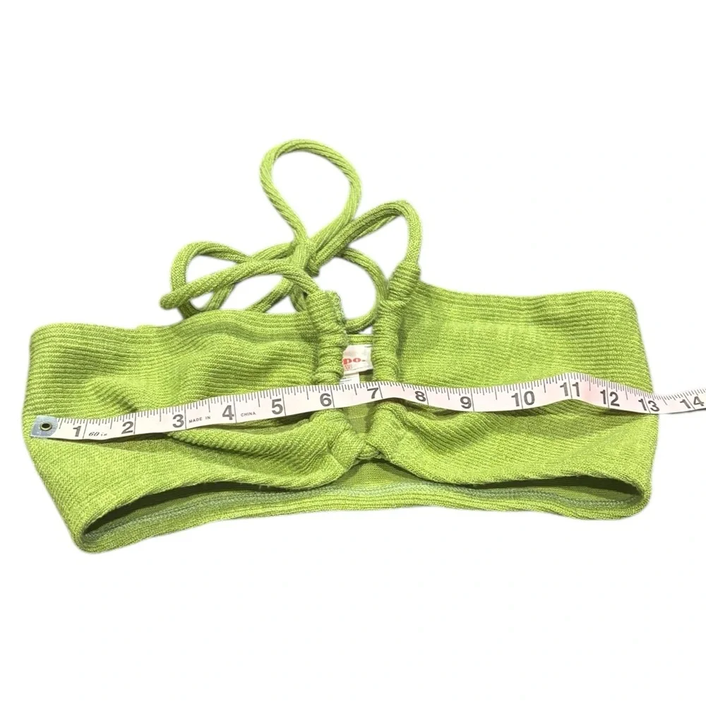 Showpo Lime Green Two-Piece set size 2, stretchy cozy loungewear pull on pants